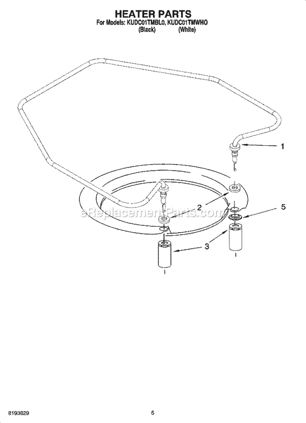 KitchenAid KUDC01TMWHO Dishwasher Heater Parts Diagram