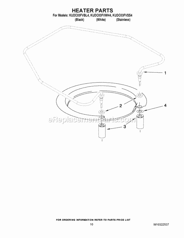 KitchenAid KUDC03FVBL4 Dishwasher Heater Parts Diagram