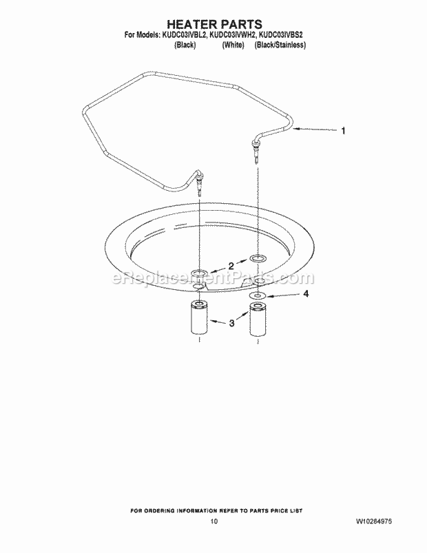 KitchenAid KUDC03IVWH2 Dishwasher Heater Parts Diagram