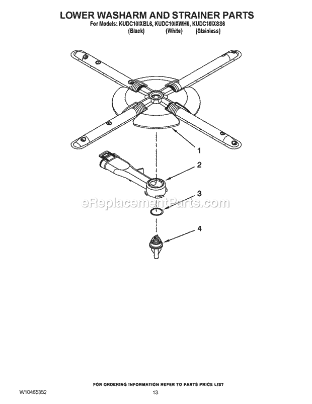 KitchenAid KUDC10IXBL6 Dishwasher Lower Washarm and Strainer Parts Diagram