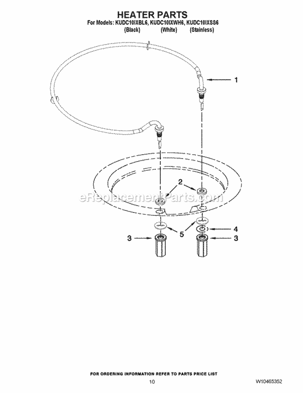 KitchenAid KUDC10IXSS6 Dishwasher Heater Parts Diagram