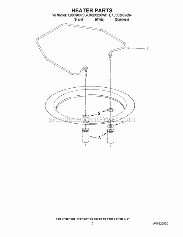 KitchenAid KUDC20CVBL4 Dishwasher Heater Parts Diagram