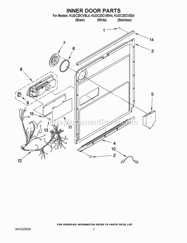 KitchenAid KUDC20CVBL4 Dishwasher Inner Door Parts Diagram