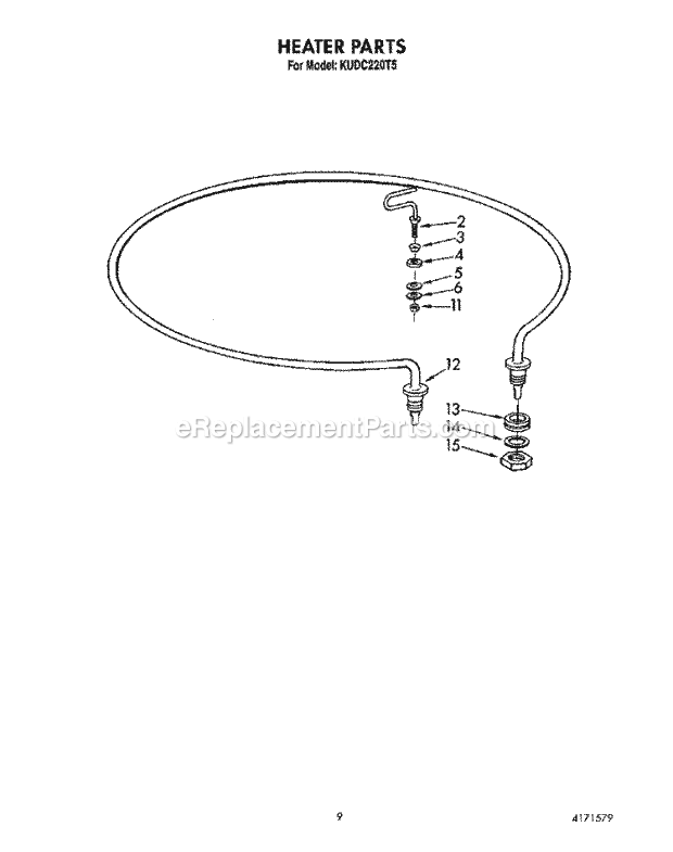 KitchenAid KUDC220T5 Dishwasher Heater Diagram