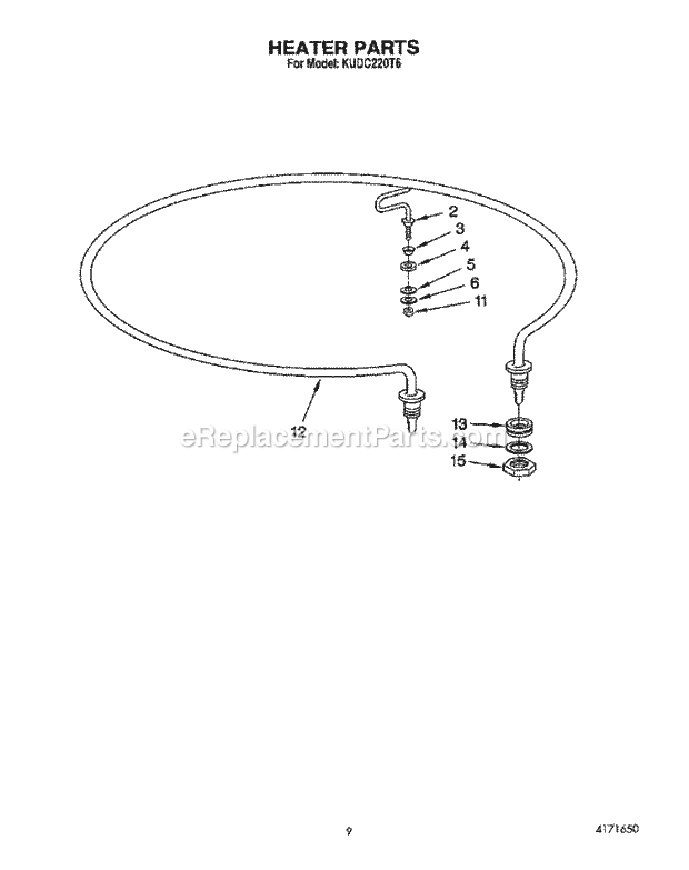 KitchenAid KUDC220T6 Dishwasher Heater Diagram