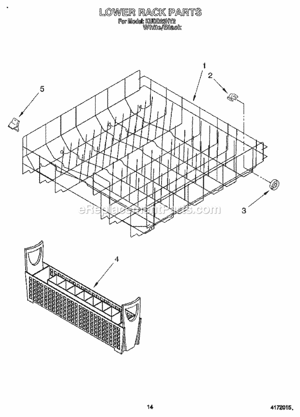 KitchenAid KUDD23HY2 Dishwasher Lower Rack Diagram