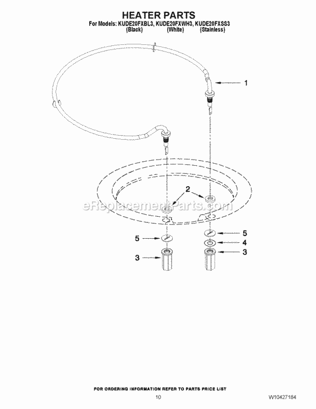 KitchenAid KUDE20FXBL3 Dishwasher Heater Parts Diagram