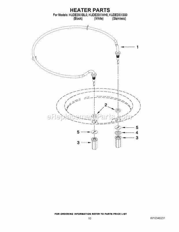 KitchenAid KUDE20IXSS0 Dishwasher Heater Parts Diagram