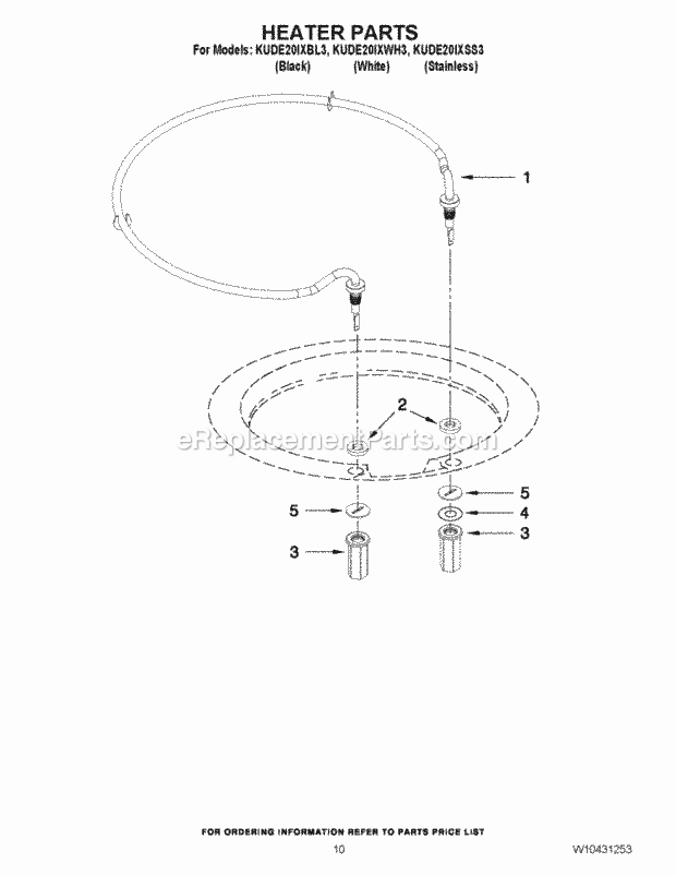 KitchenAid KUDE20IXWH3 Dishwasher Heater Parts Diagram