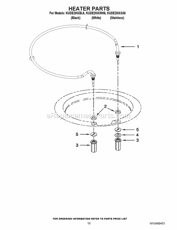 KitchenAid KUDE20IXWH6 Dishwasher Heater Parts Diagram