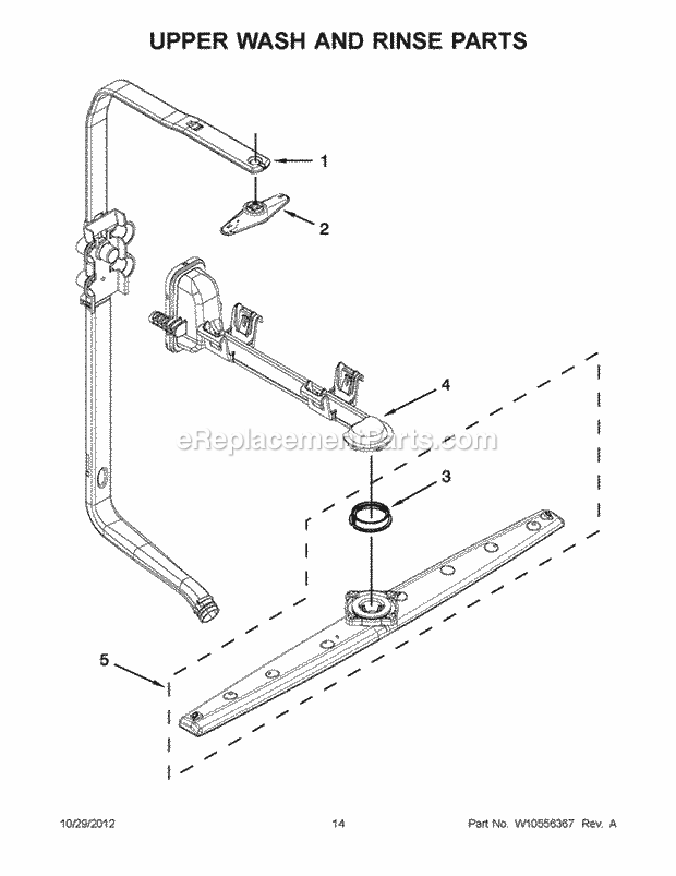 KitchenAid KUDE20IXWH9 Dishwasher Upper Wash and Rinse Parts Diagram