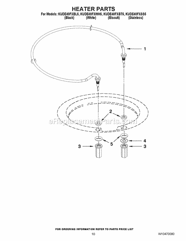 KitchenAid KUDE40FXBT5 Dishwasher Heater Parts Diagram