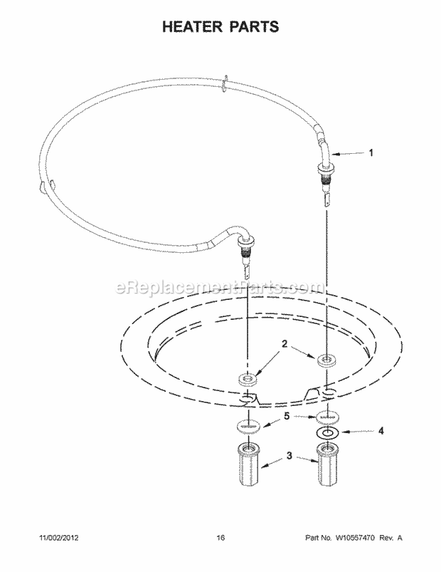 KitchenAid KUDE40FXWH6 Dishwasher Heater Parts Diagram