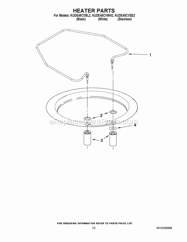 KitchenAid KUDE45CVWH2 Dishwasher Heater Parts Diagram