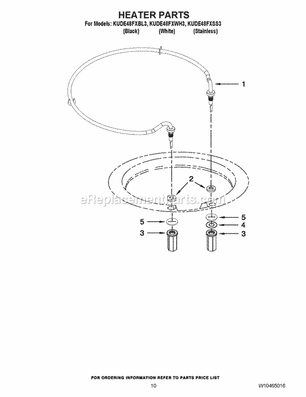 KitchenAid KUDE48FXBL3 Dishwasher Heater Parts Diagram