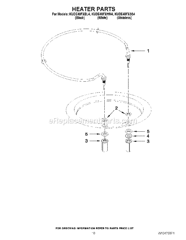 KitchenAid KUDE48FXSS4 Dishwasher Heater Parts Diagram