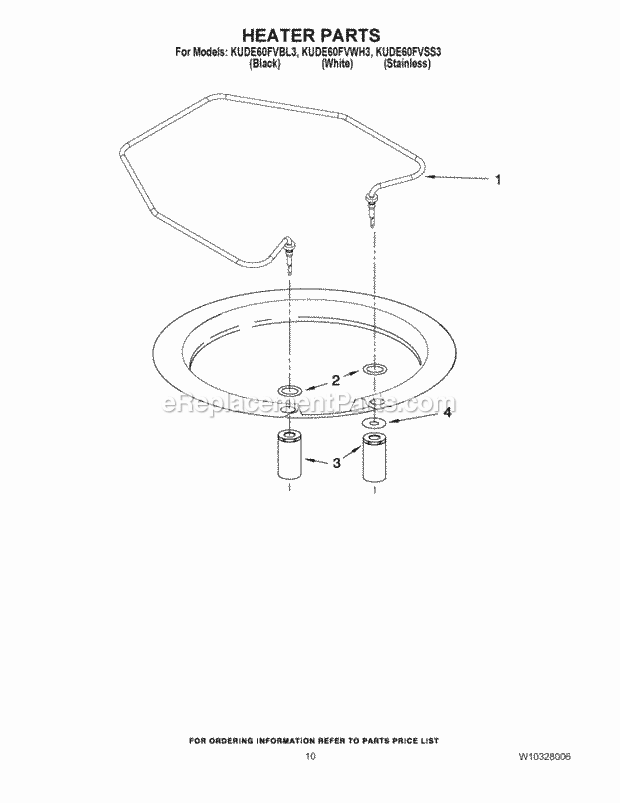 KitchenAid KUDE60FVSS3 Dishwasher Heater Parts Diagram