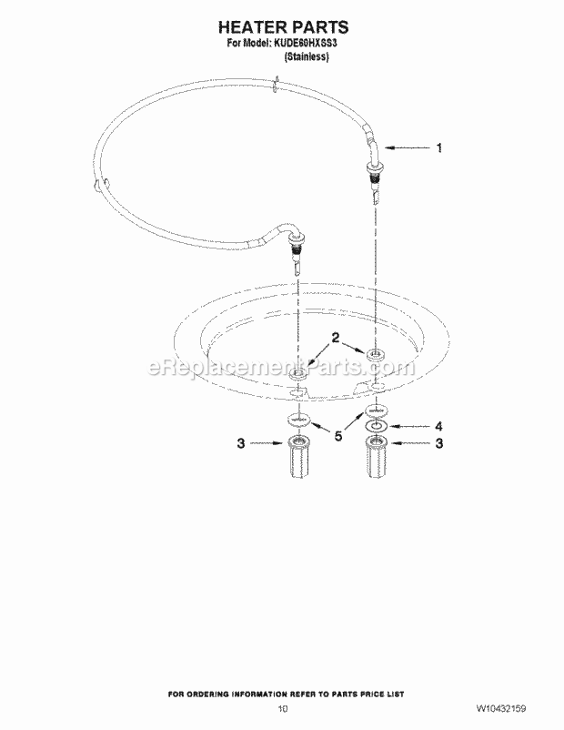 KitchenAid KUDE60HXSS3 Dishwasher Heater Parts Diagram