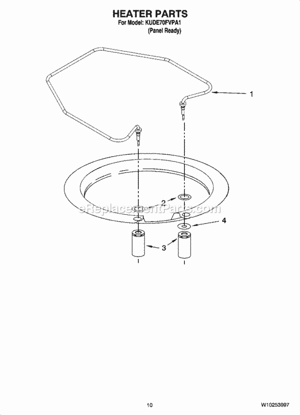 KitchenAid KUDE70FVPA1 Dishwasher Heater Parts Diagram