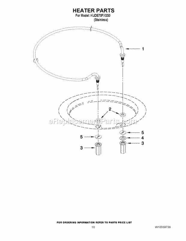 KitchenAid KUDE70FXSS0 Dishwasher Heater Parts Diagram