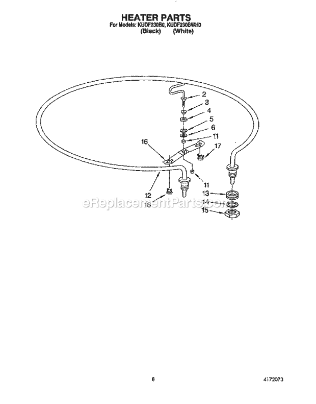 KitchenAid KUDF230BWH0 Dishwasher Heater Diagram