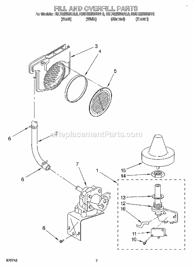 KitchenAid KUDG25SHAL0 Dishwasher Fill and Overfill Diagram