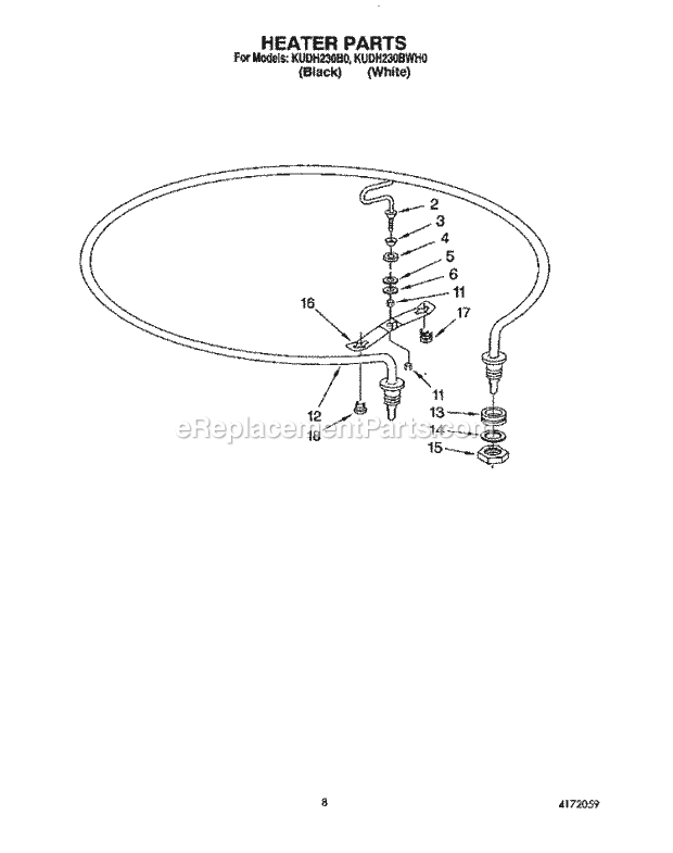 KitchenAid KUDH230B0 Dishwasher Heater Diagram