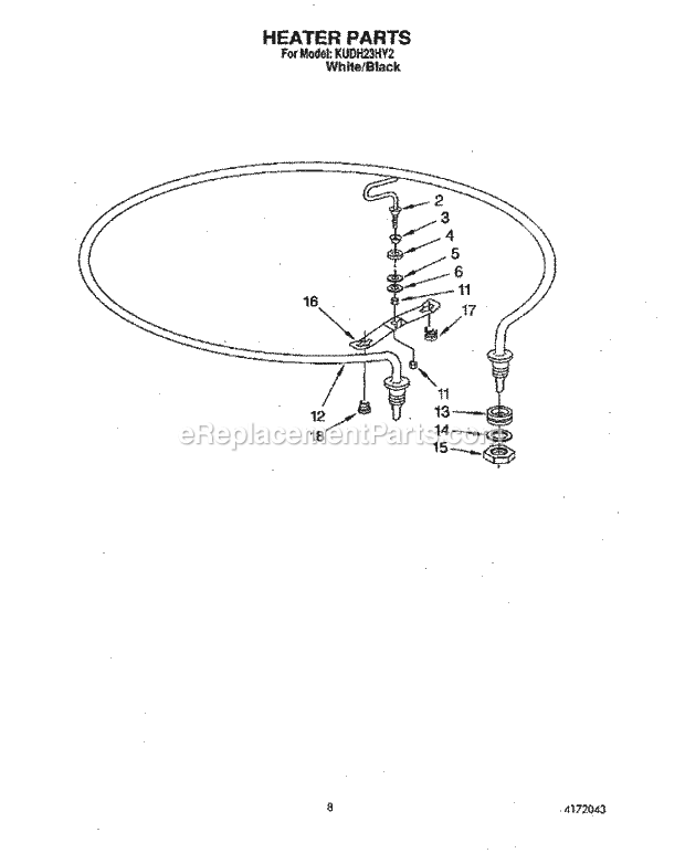 KitchenAid KUDH23HY2 Dishwasher Heater Diagram