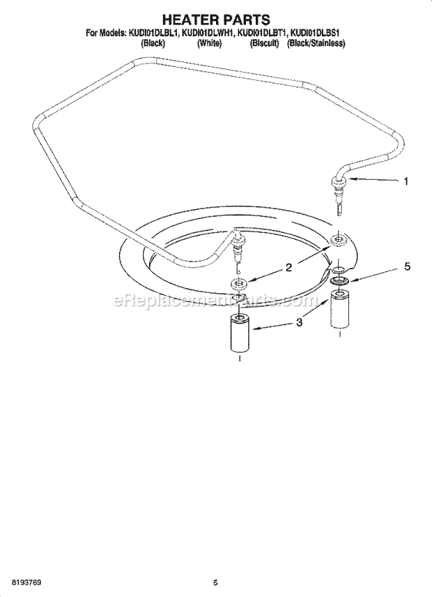 KitchenAid KUDI01DLBL1 Dishwasher Heater Parts Diagram