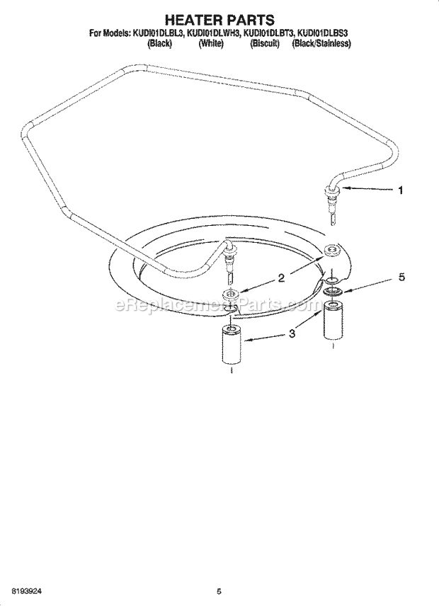 KitchenAid KUDI01DLBS3 Dishwasher Heater Parts Diagram