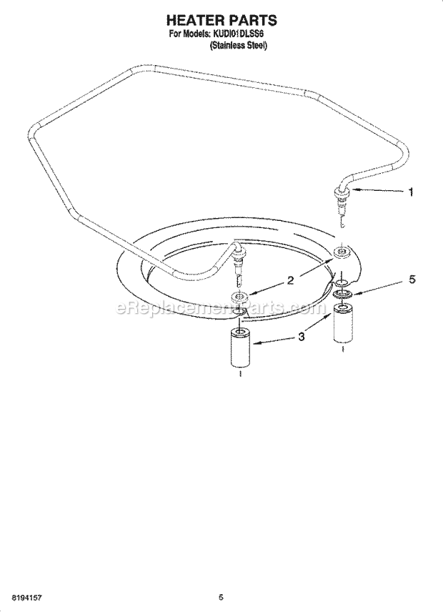 KitchenAid KUDI01DLSS6 Dishwasher Heater Parts Diagram