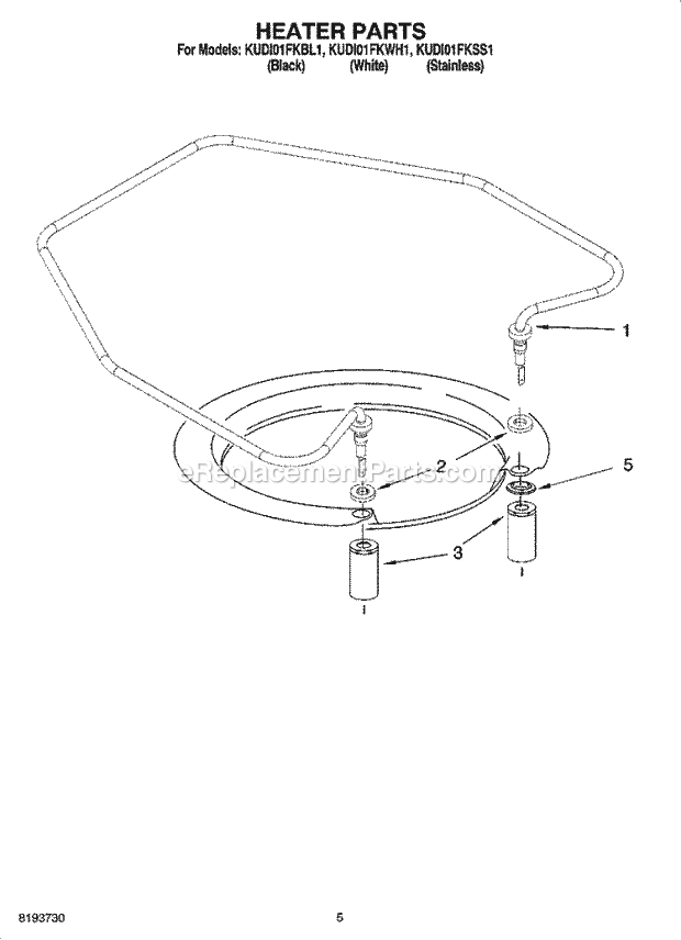 KitchenAid KUDI01FKWH1 Dishwasher Heater Parts Diagram