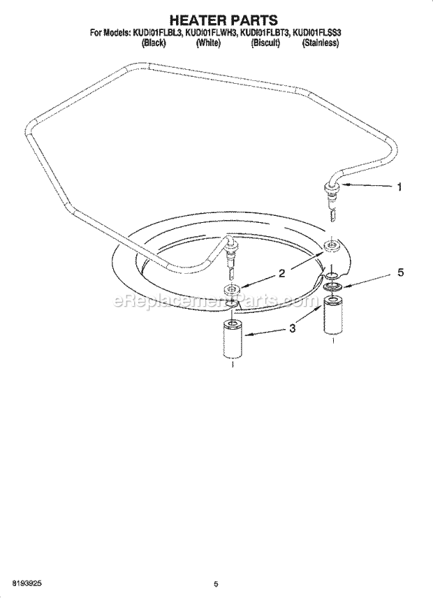 KitchenAid KUDI01FLBT3 Dishwasher Heater Parts Diagram