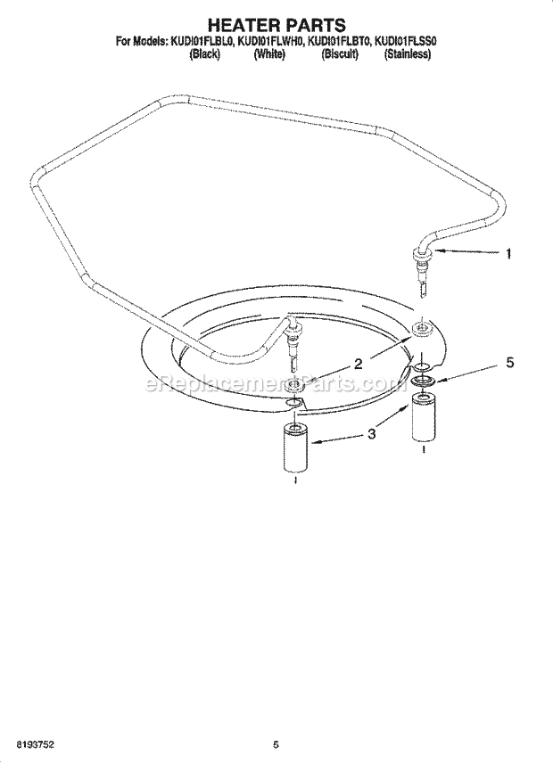 KitchenAid KUDI01FLWH0 Dishwasher Heater Parts Diagram