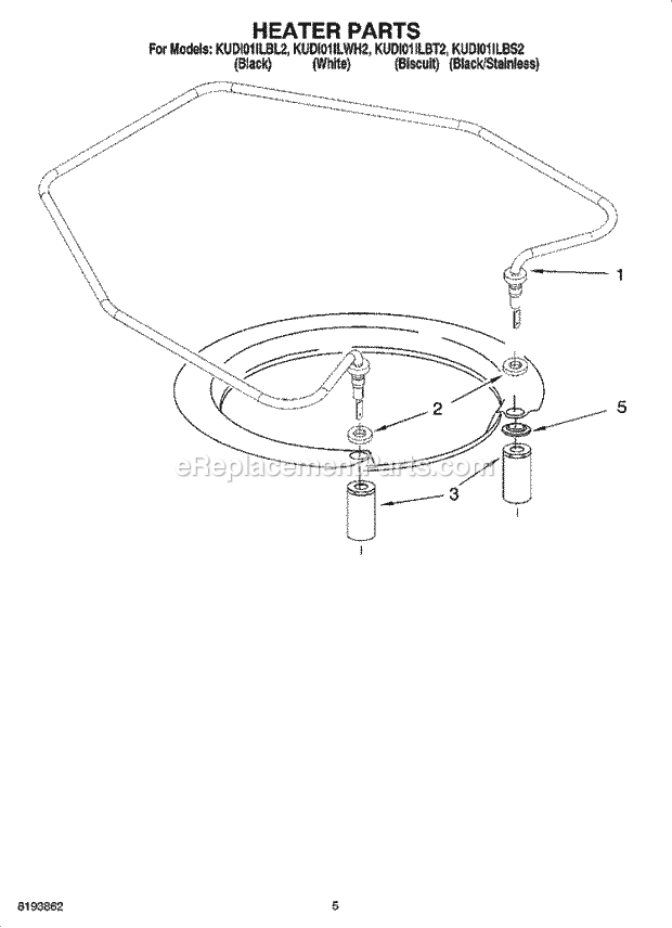 KitchenAid KUDI01ILBT2 Dishwasher Heater Parts Diagram