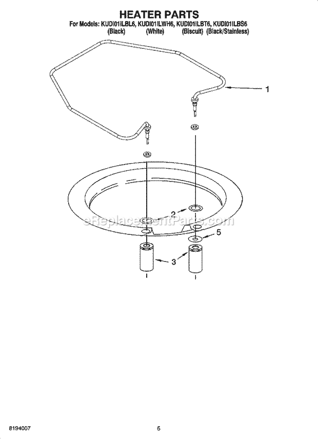 KitchenAid KUDI01ILBT6 Dishwasher Heater Parts Diagram