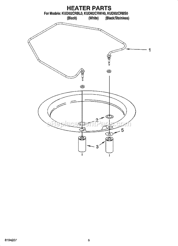 KitchenAid KUDI02CRBS0 Dishwasher Heater Parts Diagram