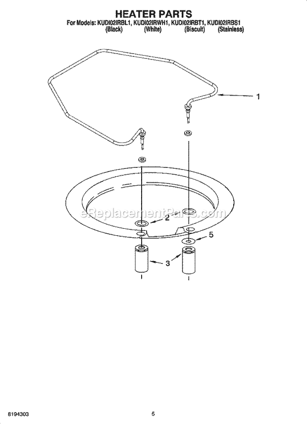 KitchenAid KUDI02IRBS1 Dishwasher Heater Parts Diagram