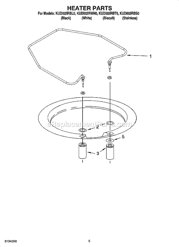 KitchenAid KUDI02IRBT0 Dishwasher Heater Parts Diagram