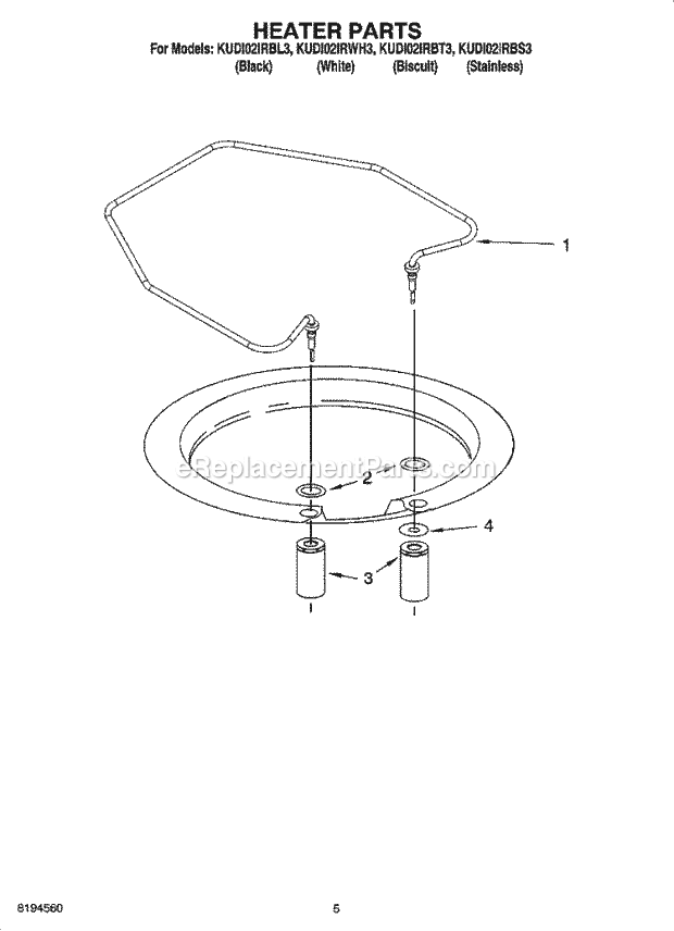 KitchenAid KUDI02IRWH3 Dishwasher Heater Parts Diagram