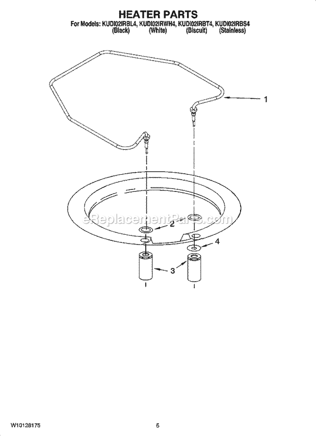 KitchenAid KUDI02IRWH4 Dishwasher Heater Parts Diagram