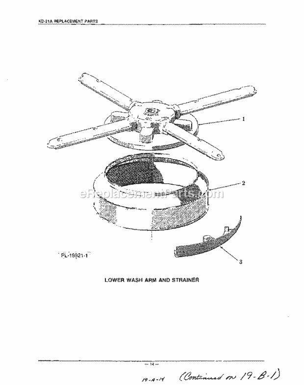 KitchenAid KUDI210S0 Dishwasher Lower Wash Arm and Strainer Diagram