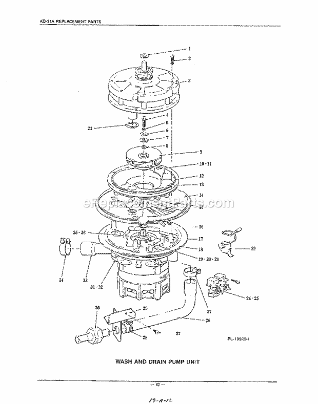 KitchenAid KUDI210S0 Dishwasher Wash and Drain Pump Diagram