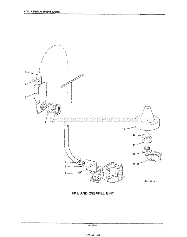 KitchenAid KUDI210S0 Dishwasher Fill and Overfill Diagram