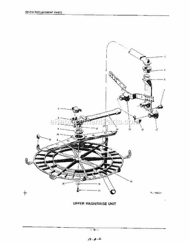 KitchenAid KUDI21DS0 Dishwasher Upper Wash/Rinse Diagram