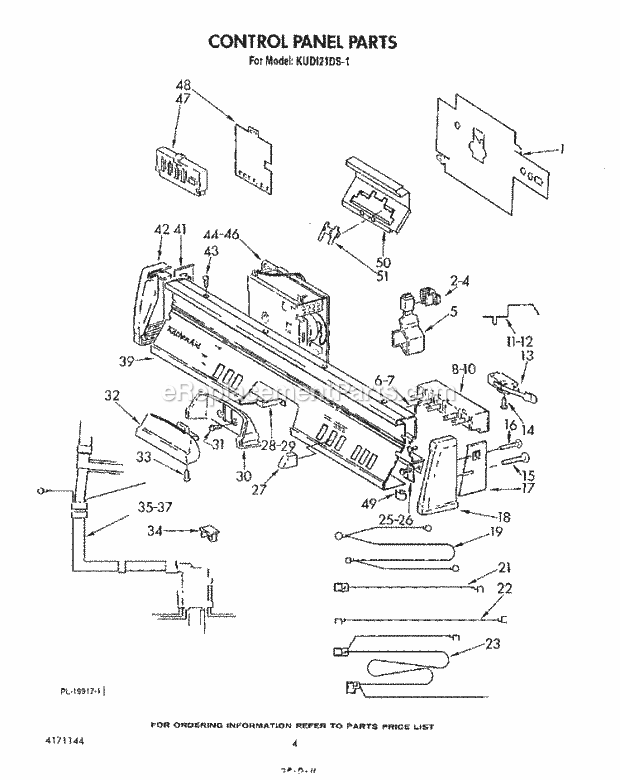 KitchenAid KUDI21DS1 Dishwasher Control Panel , Lit/Optional Diagram