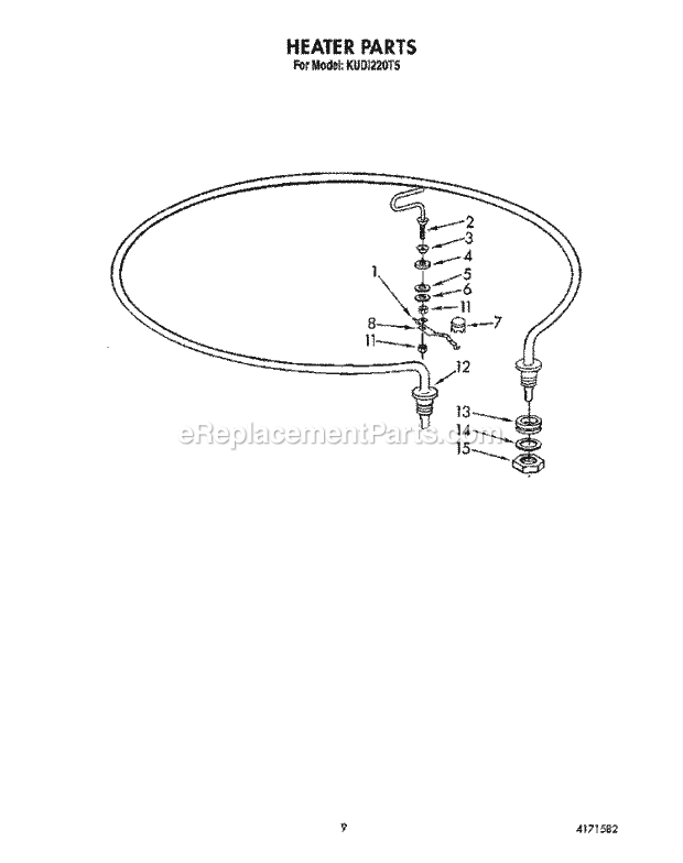 KitchenAid KUDI220T5 Dishwasher Heater Diagram