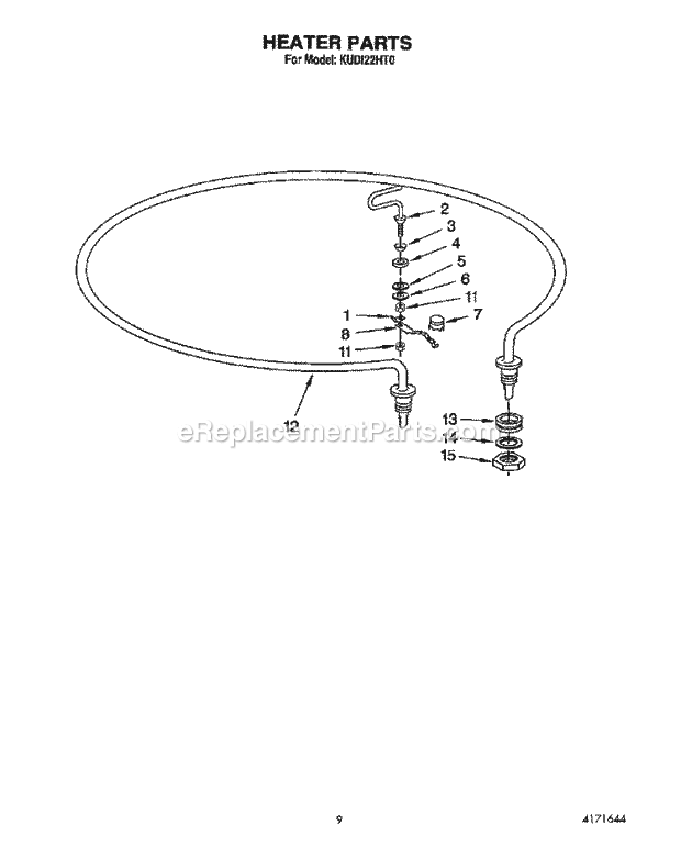 KitchenAid KUDI22HT0 Dishwasher Heater Diagram