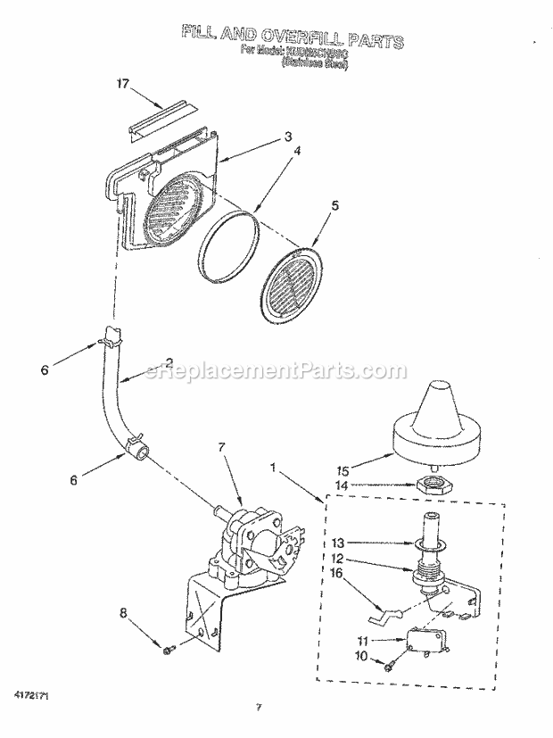 KitchenAid KUDI25CHBS0 Dishwasher Fill and Overfill Diagram