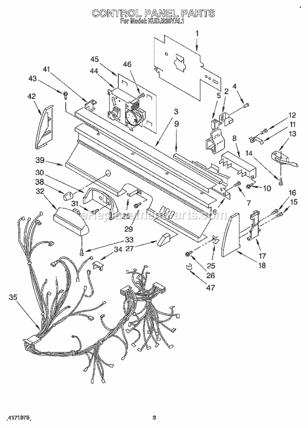 KitchenAid KUDJ230YAL1 Dishwasher Control Panel, Lit/Optional Diagram